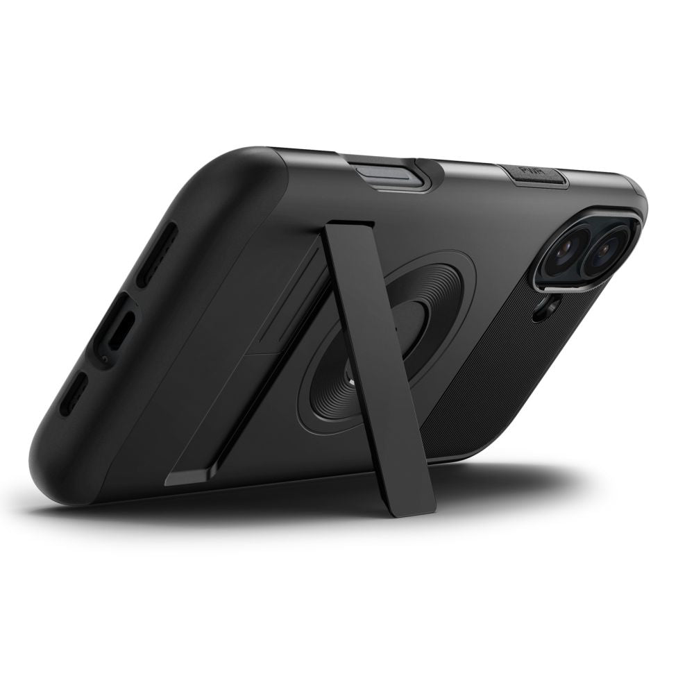 Spigen Slim Armor MagFit Hülle passend für iPhone 16 MagSafe Standfuß Schwarz