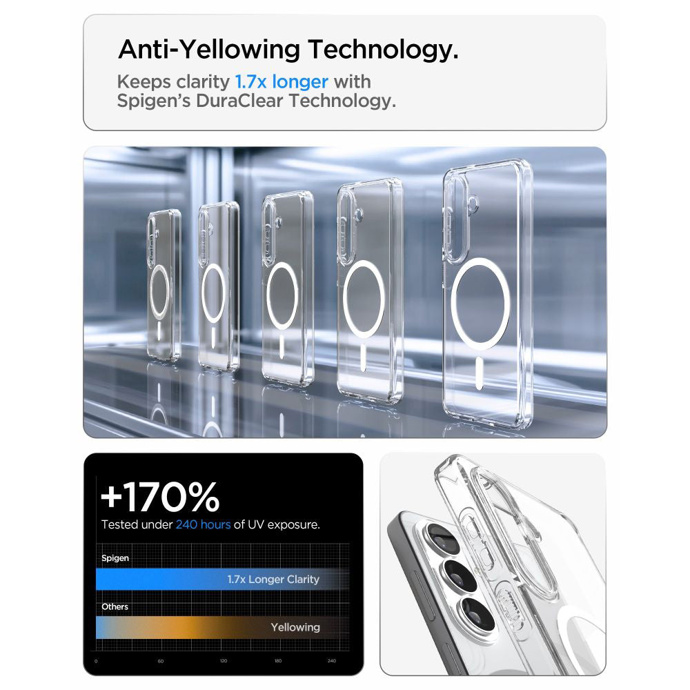 Spigen Ultra Hybrid MagSafe Hülle passend für Samsung Galaxy S26 Clear White