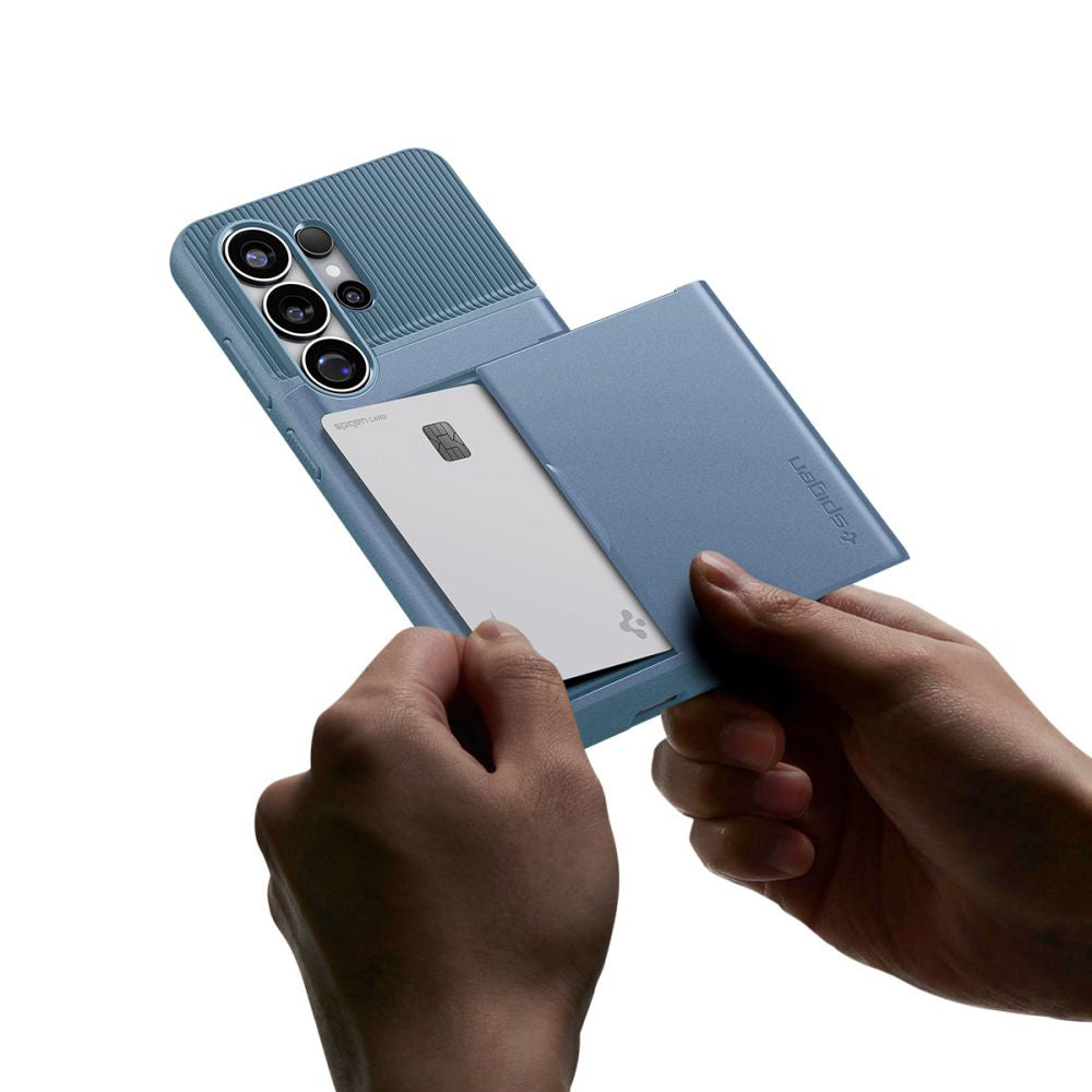 Spigen Slim Armor CS Hülle Kartenfach passend für Galaxy S26 Ultra Hellblau