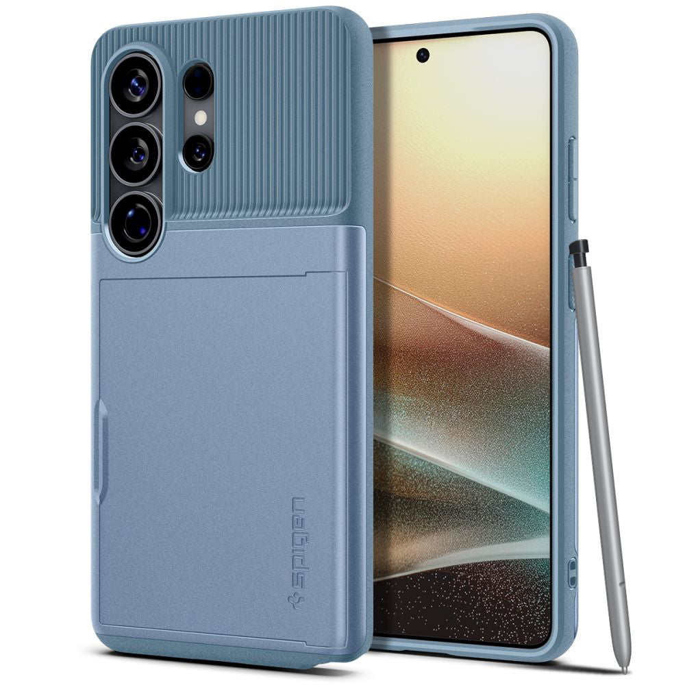 Spigen Slim Armor CS Hülle Kartenfach passend für Galaxy S26 Ultra Hellblau