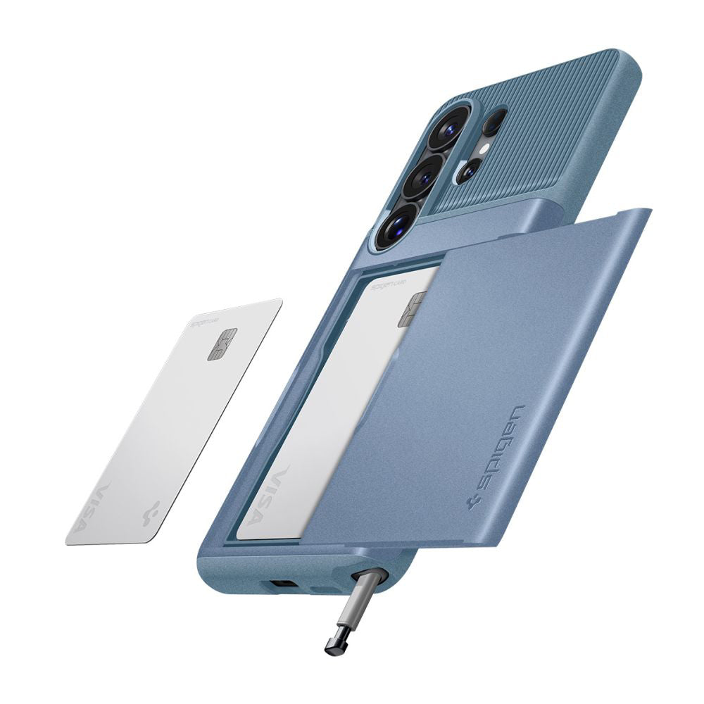 Spigen Slim Armor CS Hülle Kartenfach passend für Galaxy S26 Ultra Hellblau