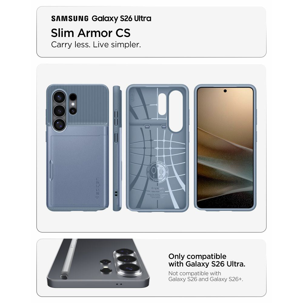 Spigen Slim Armor CS Hülle Kartenfach passend für Galaxy S26 Ultra Hellblau