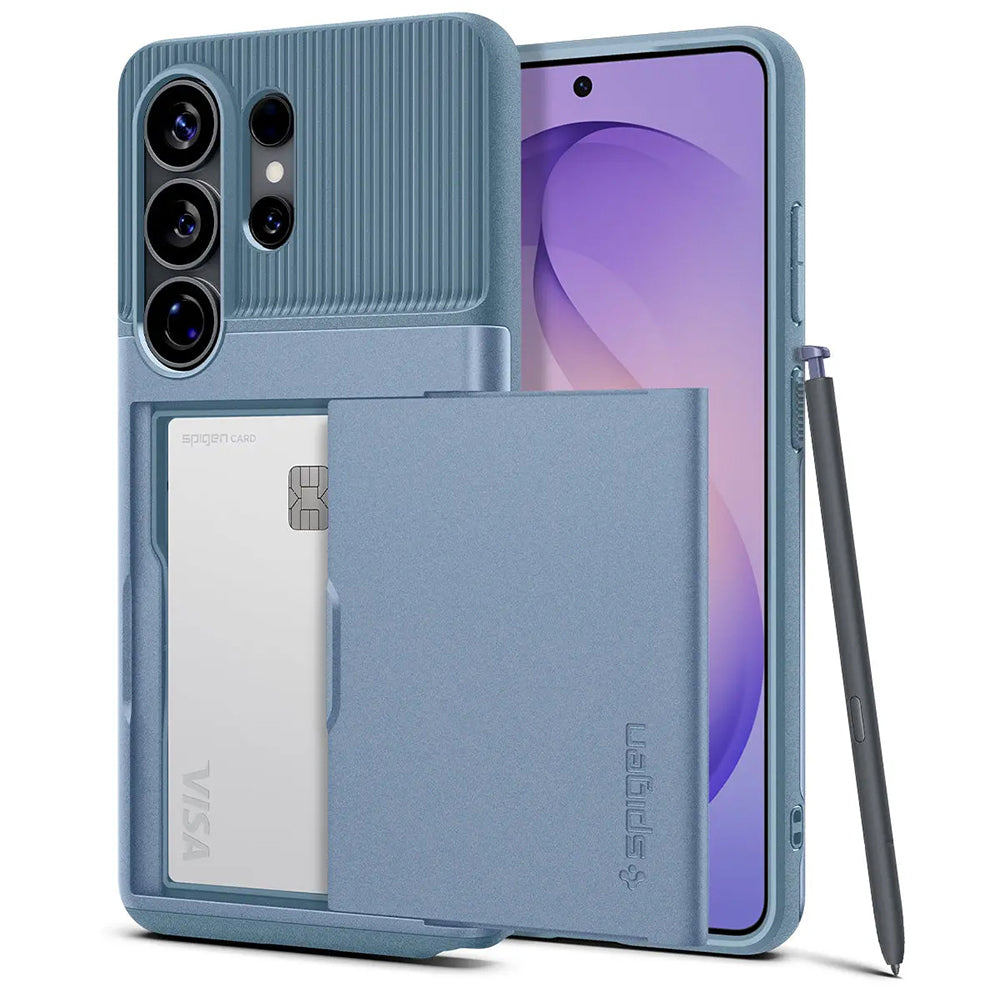 Spigen Slim Armor CS Hülle Kartenfach passend für Galaxy S26 Ultra Hellblau
