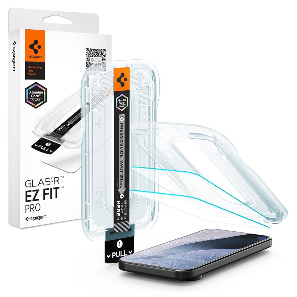 Spigen 2x Panzerfolie passend für Pixel 11/11 Pro Made for Google EZ Fit Pro
