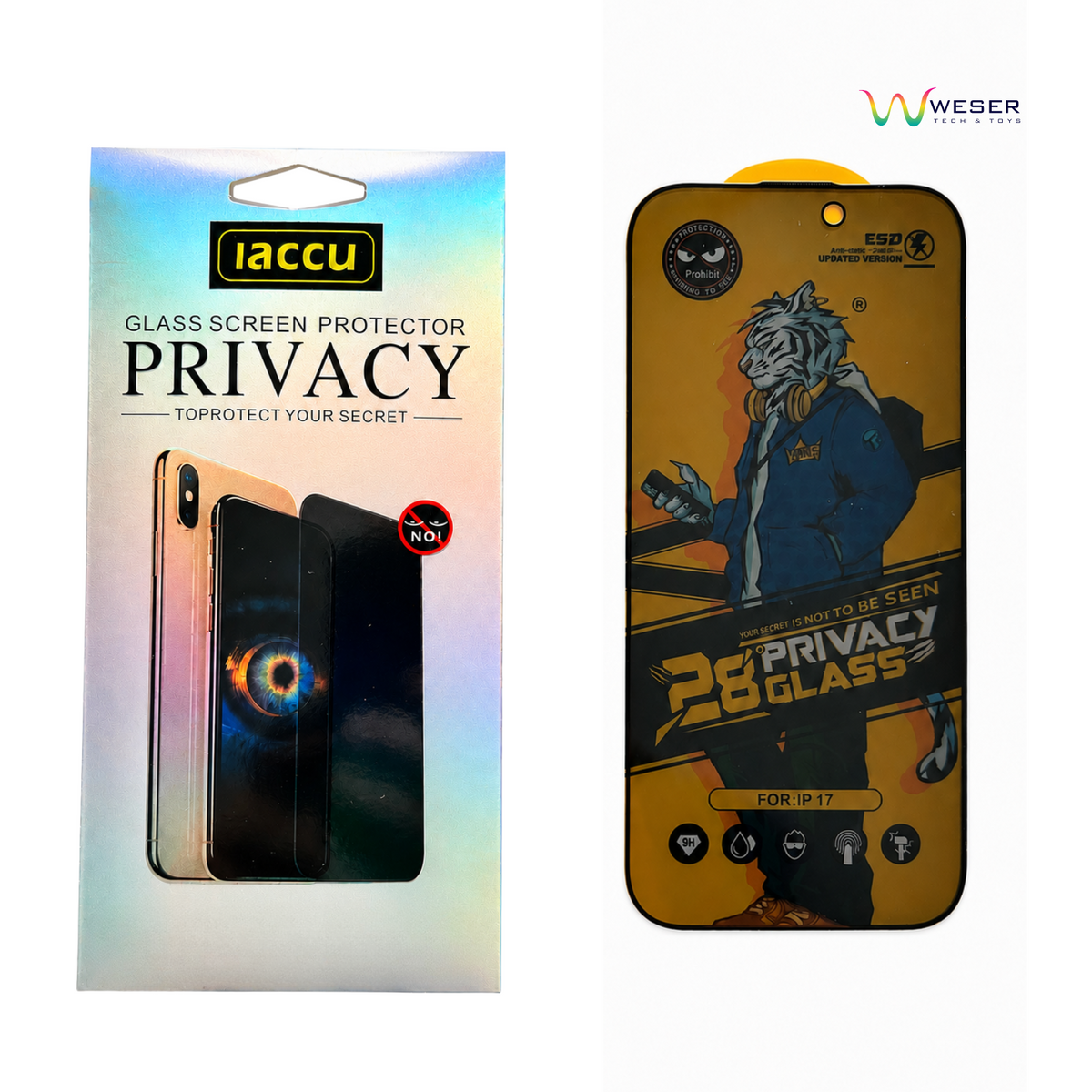 3er Set Privacy Panzerfolie Sichtschutz Schutzglas 9H passend für iPhone 17
