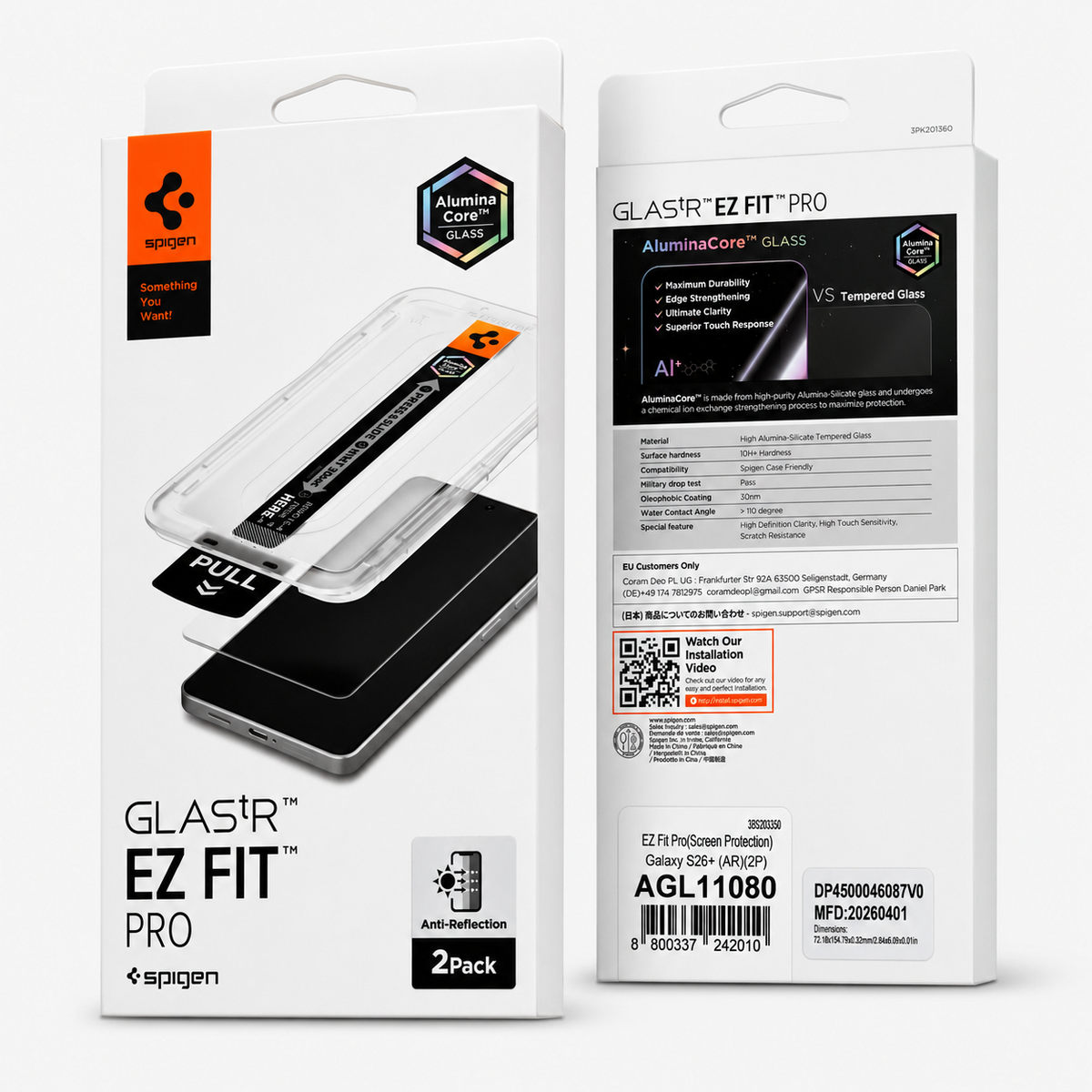 Spigen GLAS.tR EZ Fit Pro 2er Panzerfolie passend für Samsung Galaxy S26 Plus Anti-Reflex
